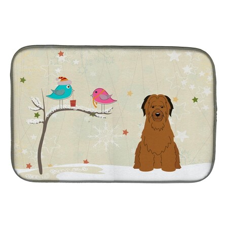 Carolines Treasures Christmas Presents Between Friends Briard Brown Dish Drying Mat BB2554DDM